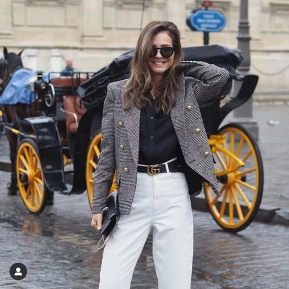 ZARA Double Breasted Houndstooth Blazer - Picture 3 of 12